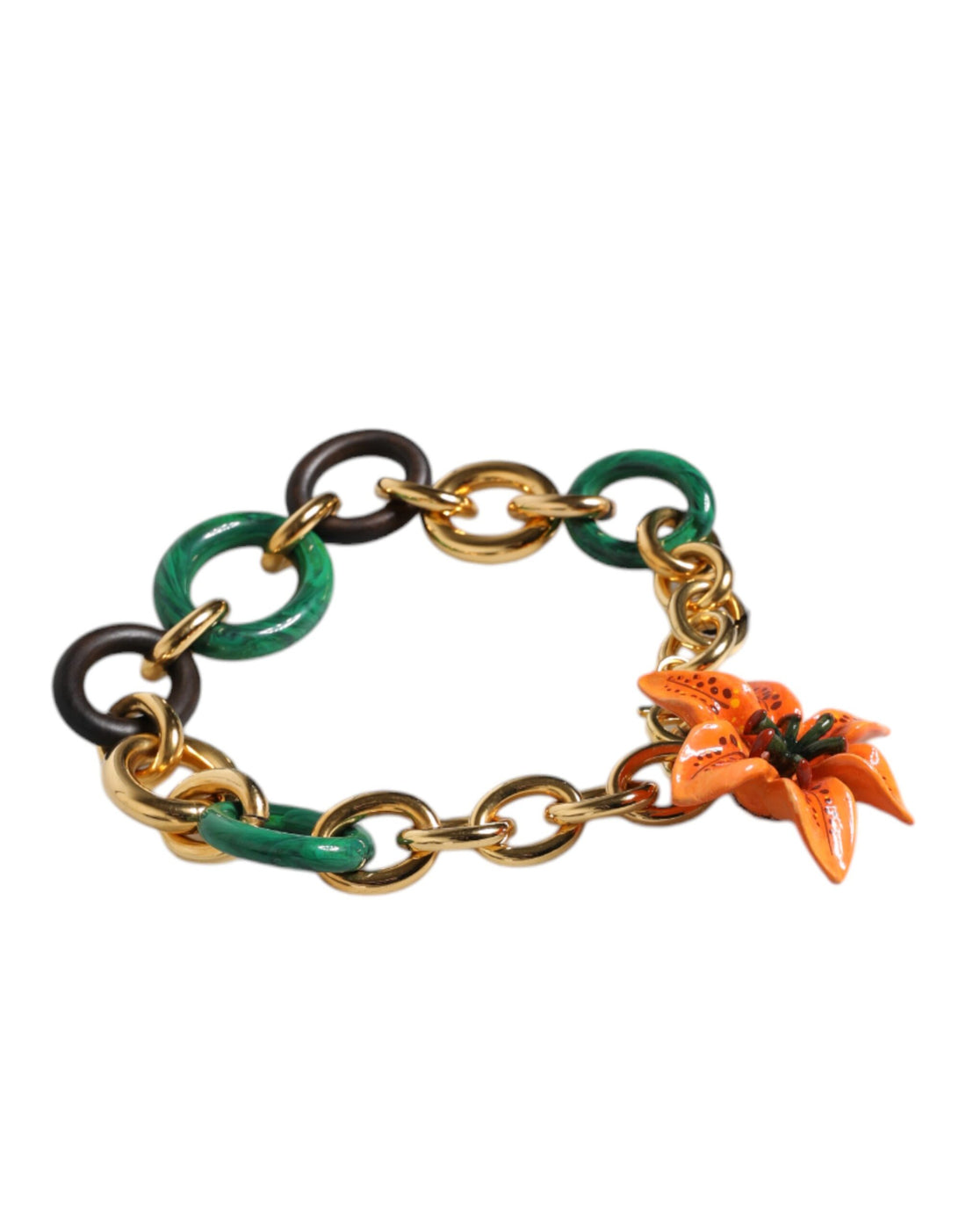 Meerkleurig Goudkleurig Messing Oranje Lelie Bloem Ketting