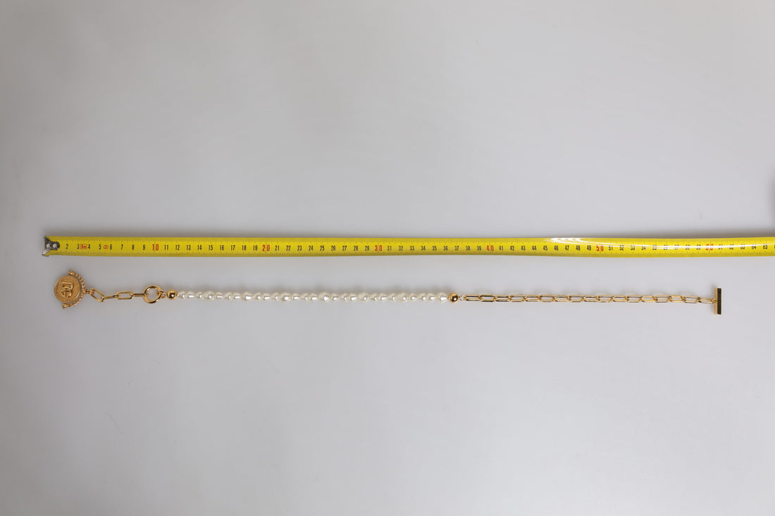 Dolce & Gabbana Gold Chain Brass Faux Pearl Charm Logo Pendant Necklace