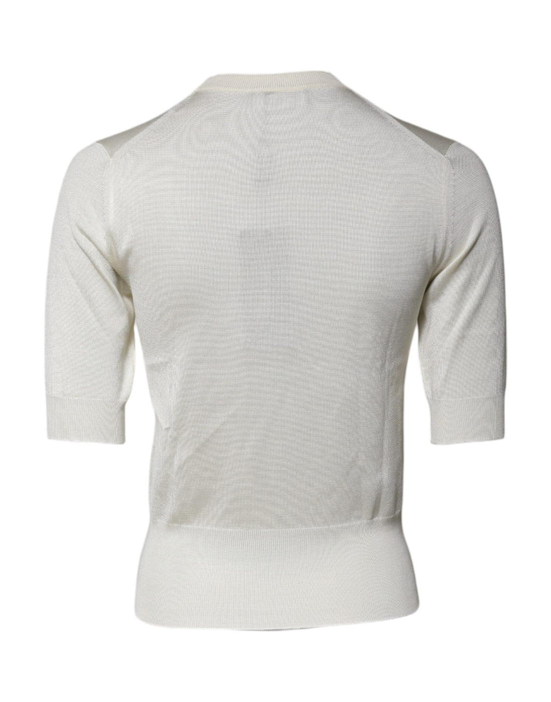 Dolce & Gabbana Cream Short Sleeve Silk Round Neck Blouse Top