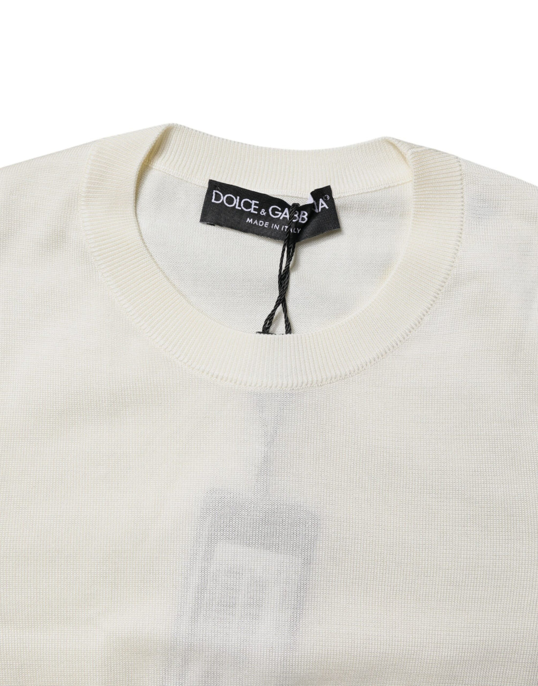Dolce & Gabbana Cream Short Sleeve Silk Round Neck Blouse Top