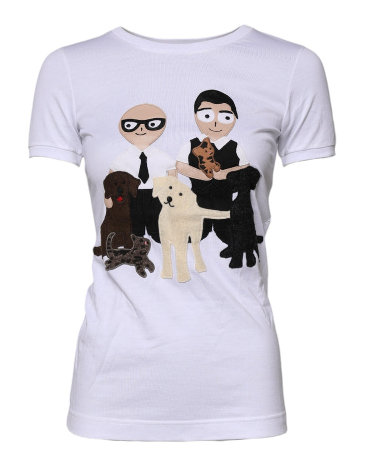 Dolce & Gabbana White #DGFAMILY Embroidery Cotton T-shirt