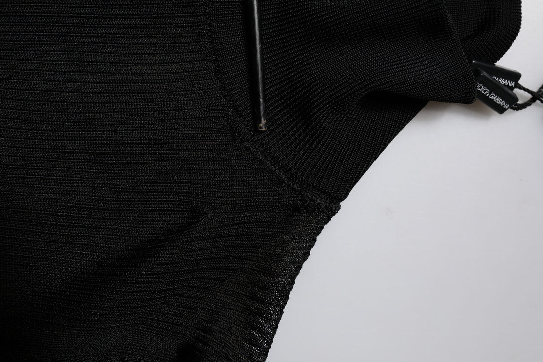 Dolce & Gabbana Black Knit Long Sleeves Turtleneck Slim Top