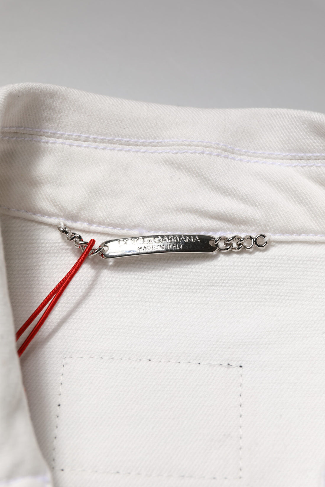Witte Katoenen Stretch Denim Jas met Graffiti