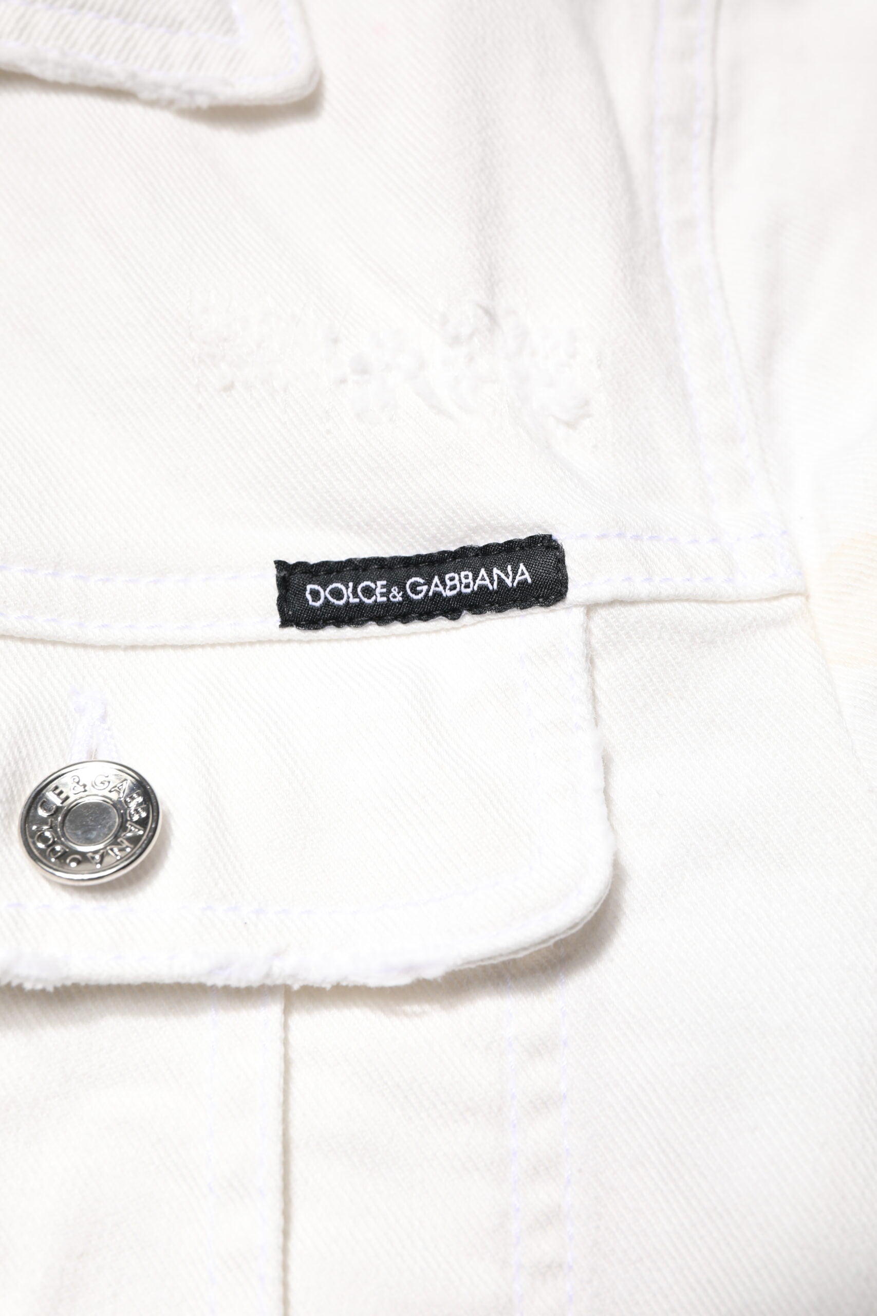 Witte Katoenen Stretch Denim Jas met Graffiti