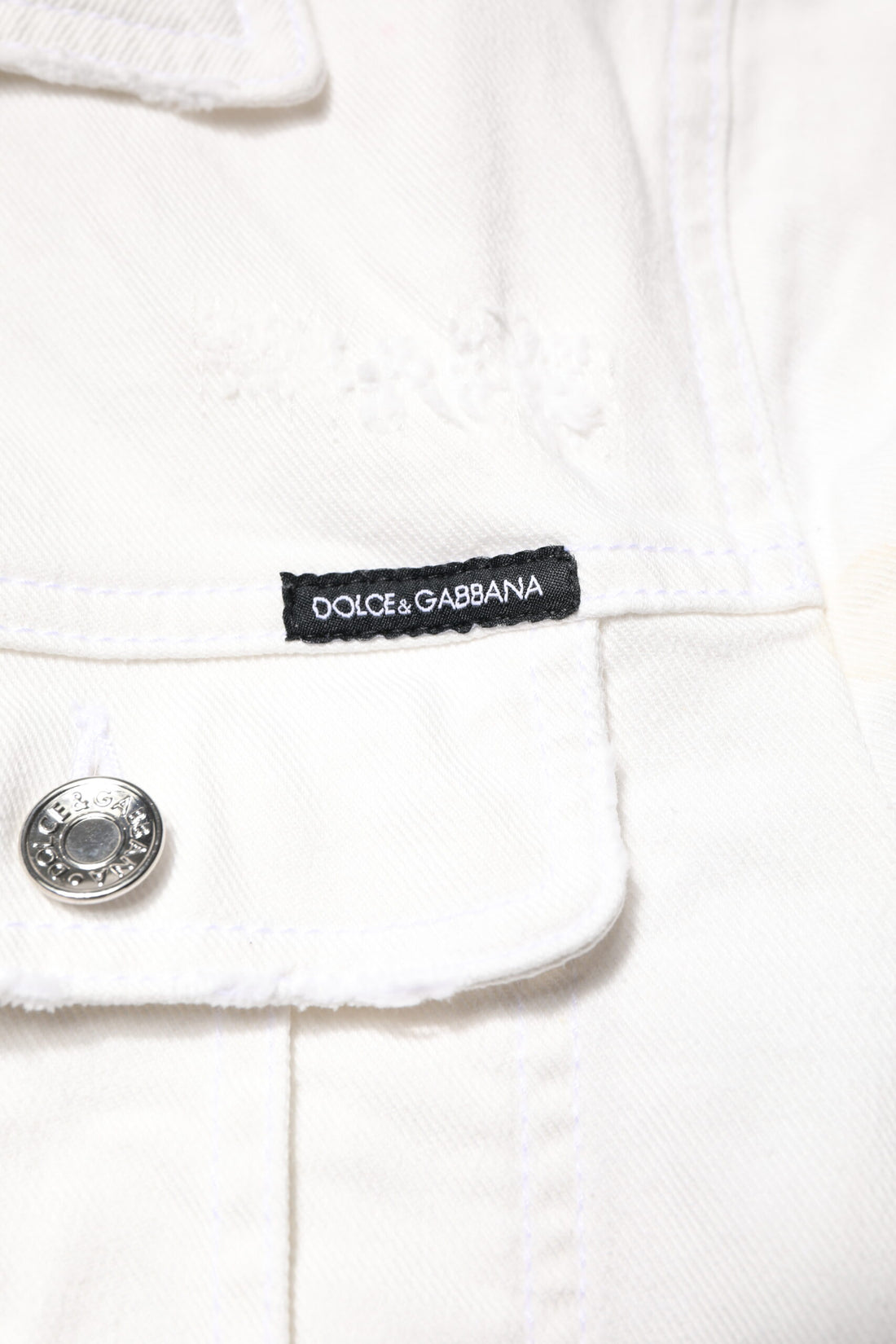 Witte Katoenen Stretch Denim Jas met Graffiti
