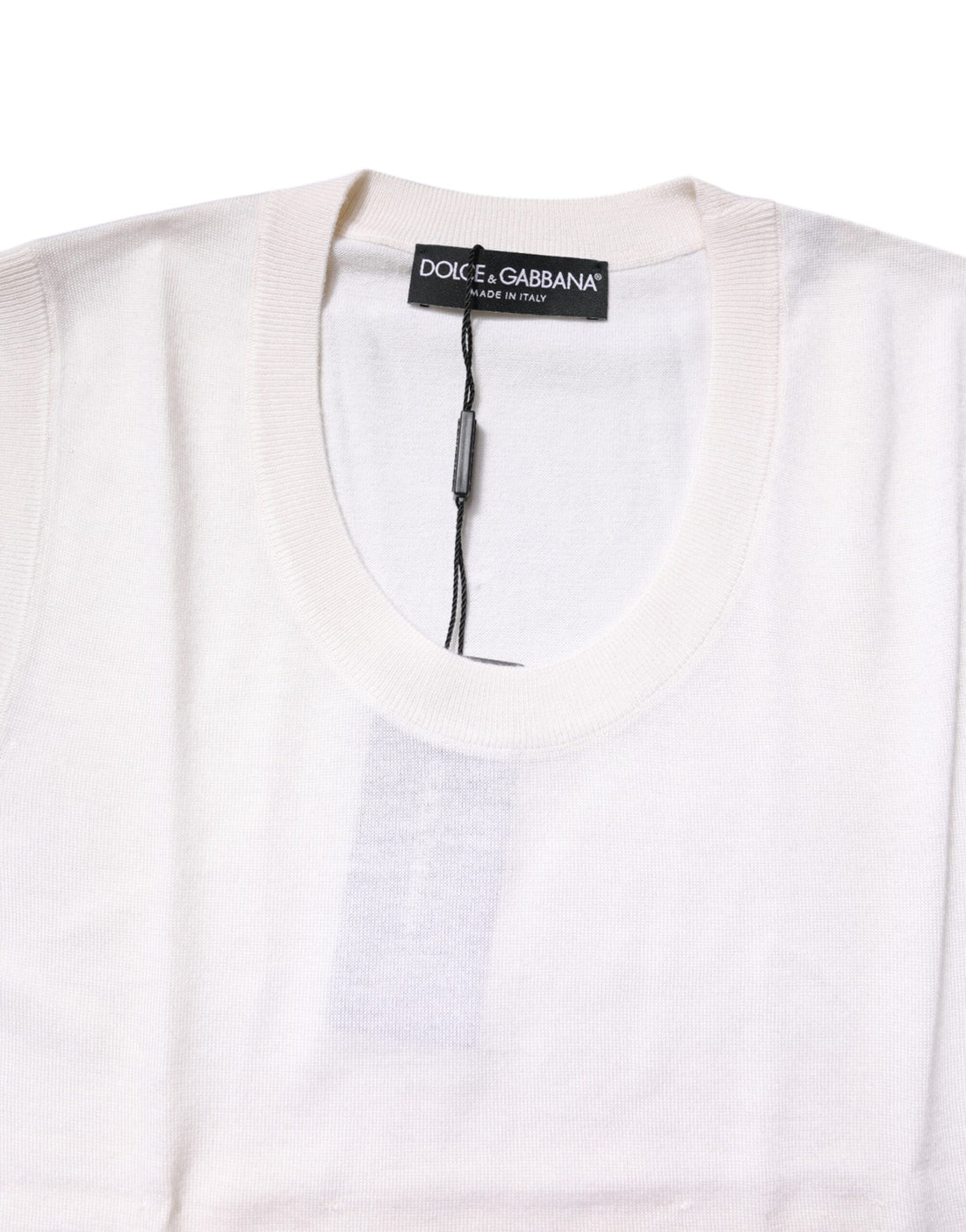 Dolce & Gabbana White Sleeveless Cashmere Round Neck Tank Top