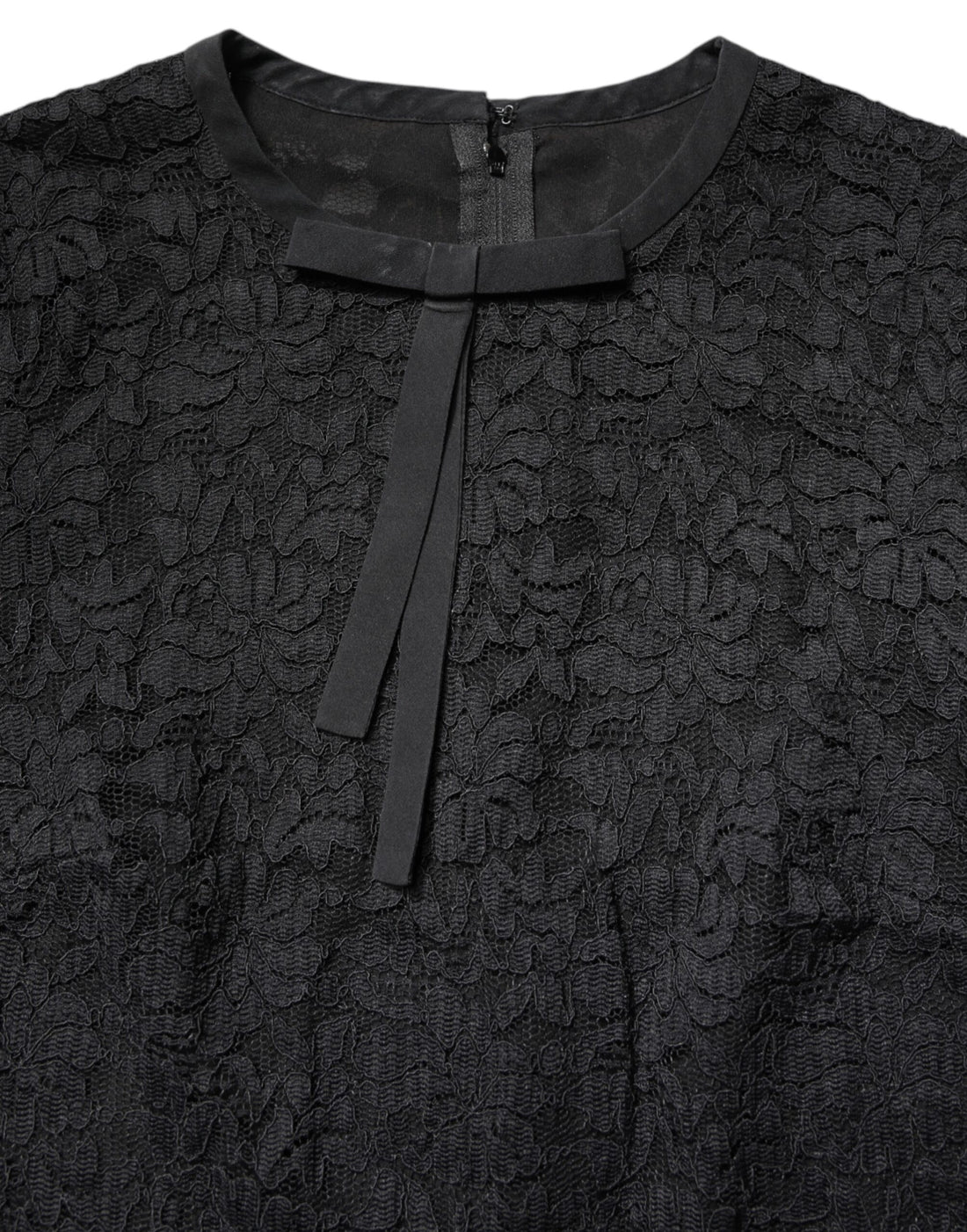 Dolce & Gabbana Black Lace STAFF Crew Neck Long Sleeves Top