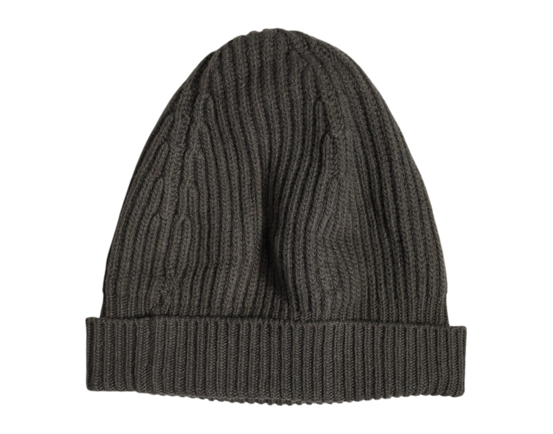 Dolce & Gabbana Green Wool DG Plaque Knitted Winter Beanie Hat