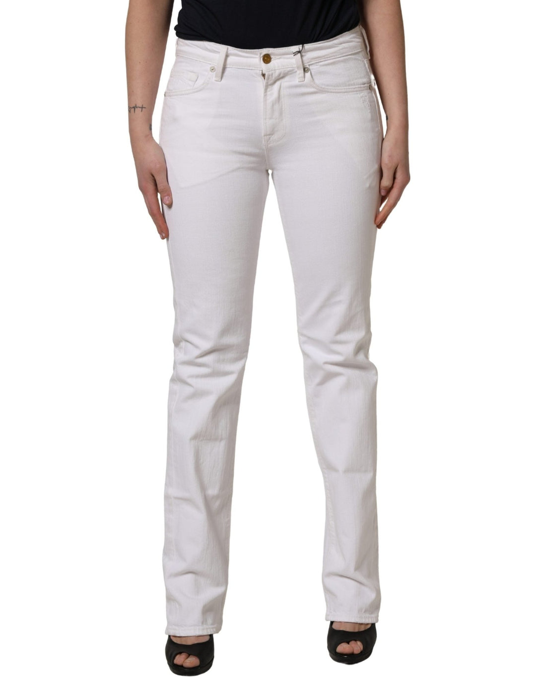 7 For All Mankind White Mid Waisted Skinny Denim Trouser Jeans - RIMODA