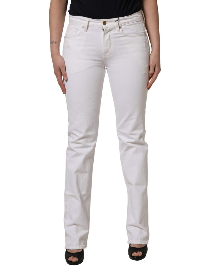 7 For All Mankind White Mid Waisted Skinny Denim Trouser Jeans - RIMODA