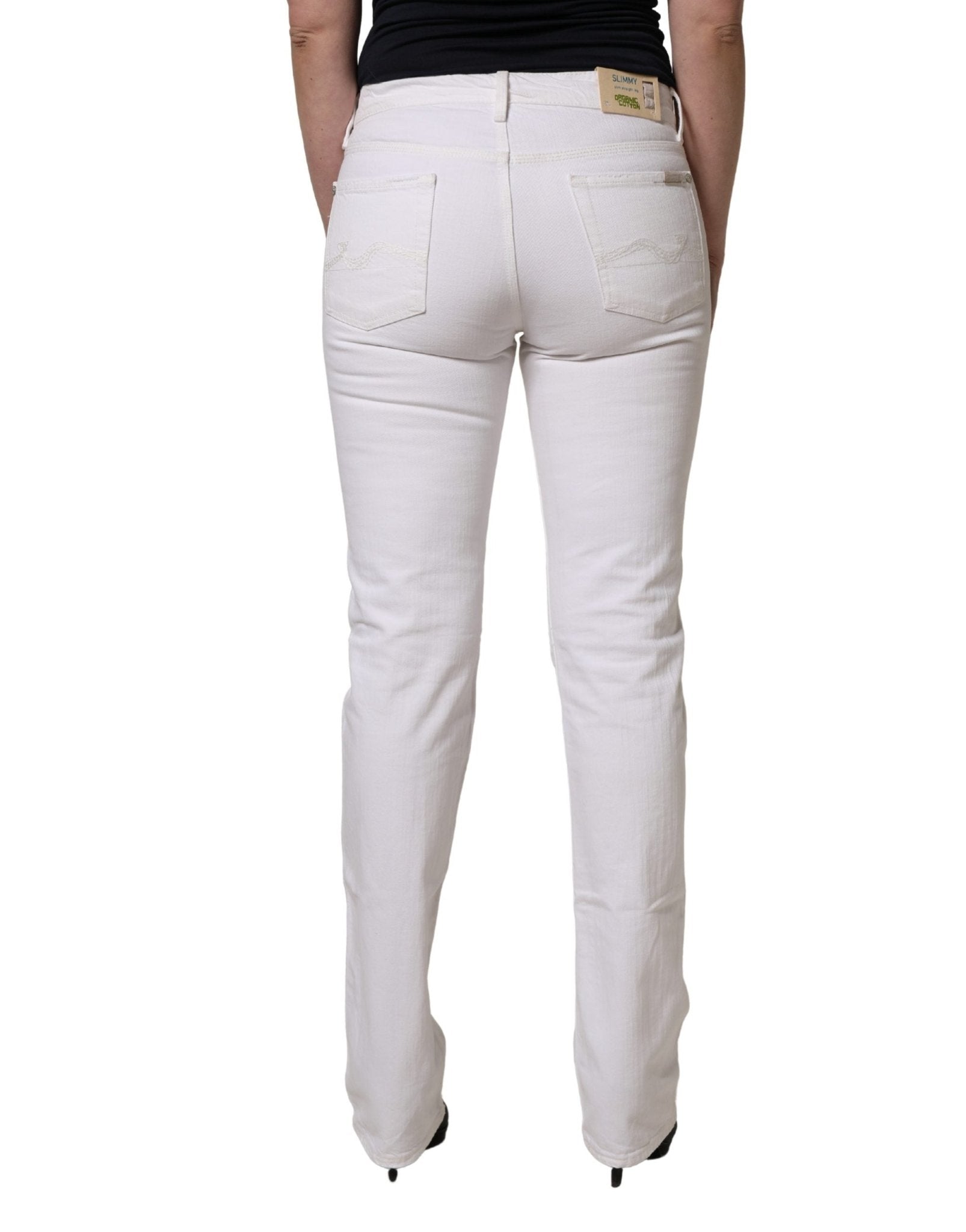 7 For All Mankind White Mid Waisted Skinny Denim Trouser Jeans - RIMODA
