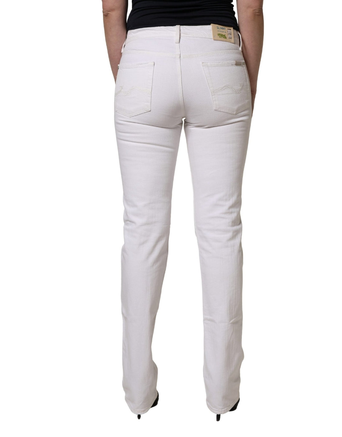7 For All Mankind White Mid Waisted Skinny Denim Trouser Jeans - RIMODA