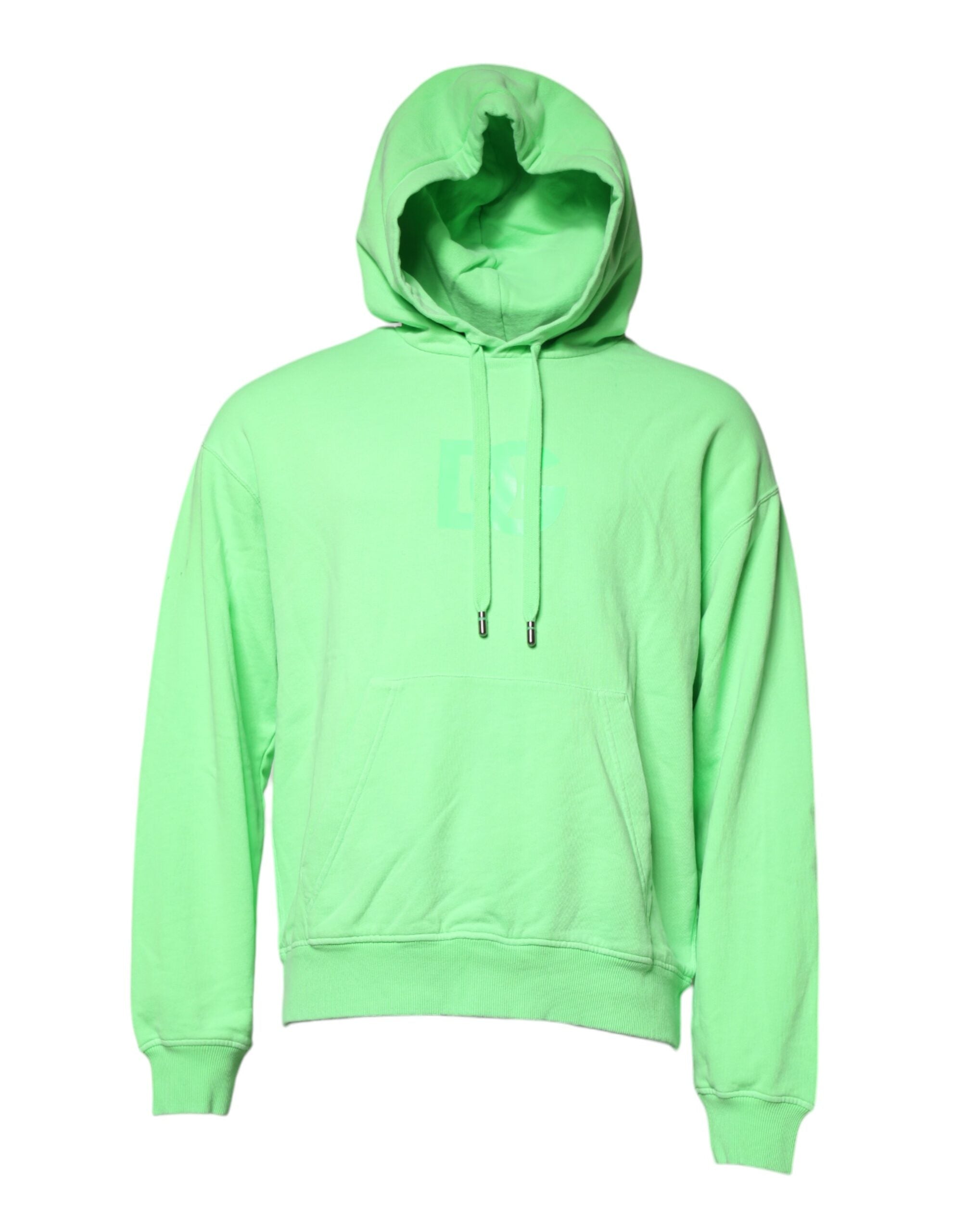 Dolce & Gabbana Green Cotton DG Logo Print Hooded Sweater