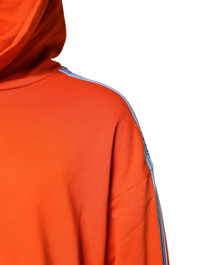 Dolce & Gabbana Orange Cotton Hooded Men Sweatshirt Sweater