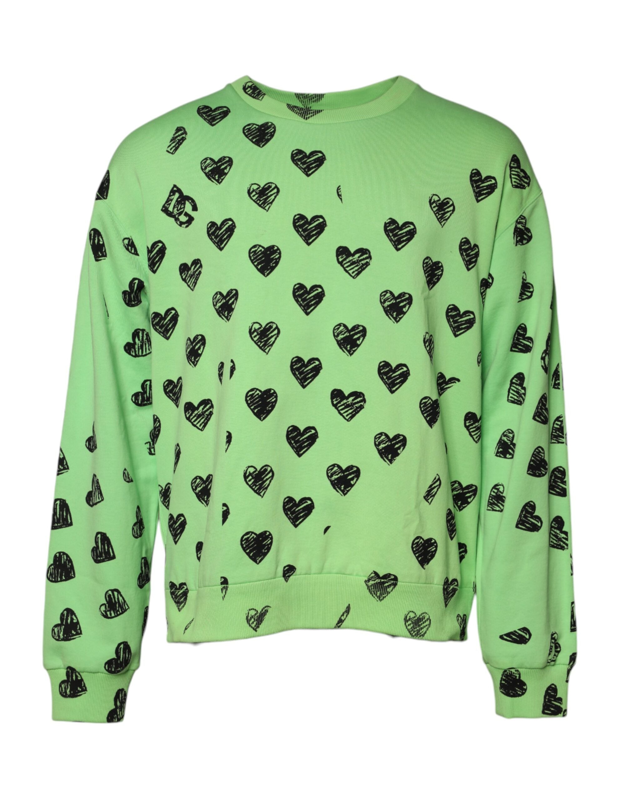 Groen Hart Print Ronde Hals Trui