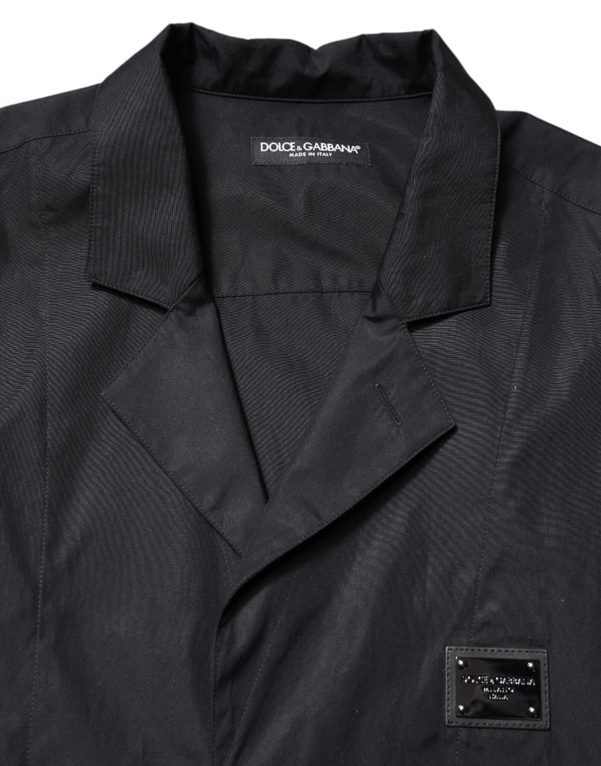 Zwart casual overhemd met korte mouwen en knoopsluiting