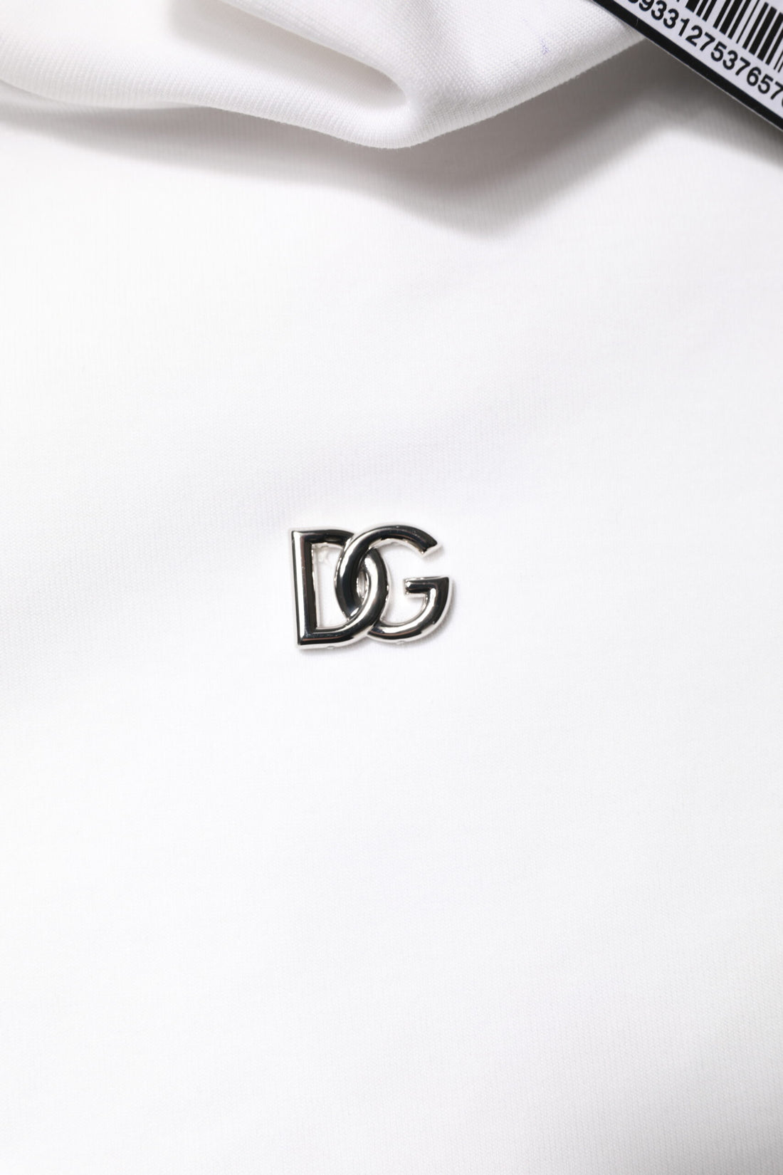 Dolce & Gabbana White Cotton Turtleneck DG Applique T-shirt