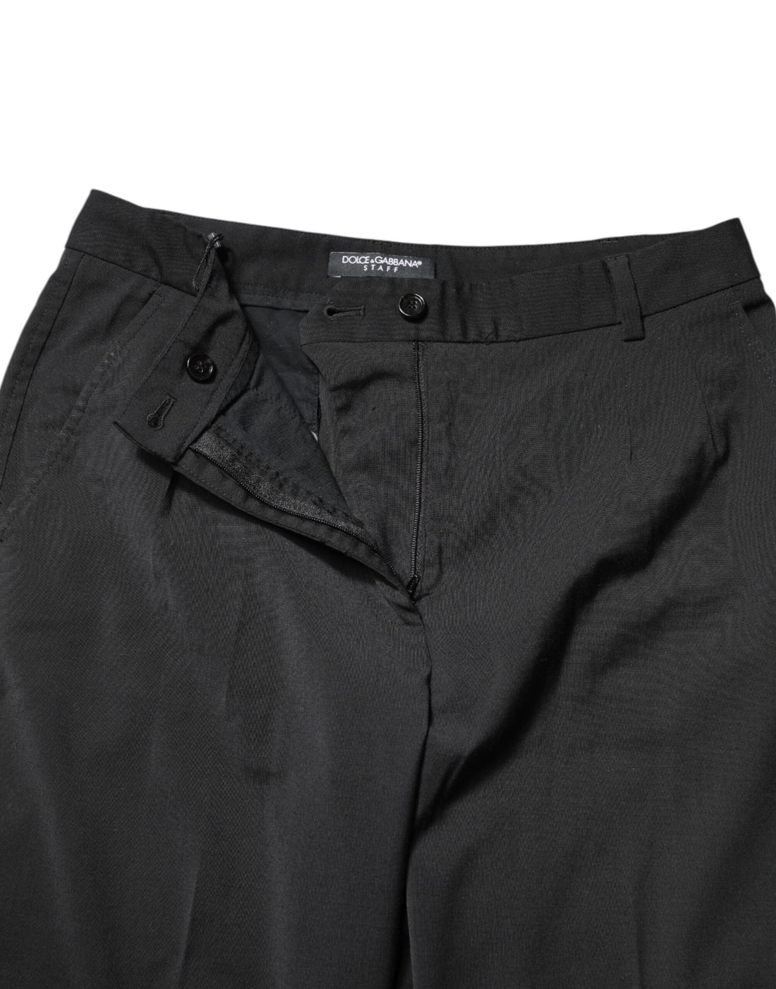 Dolce & Gabbana Black Polyester High Waist Slim Pants