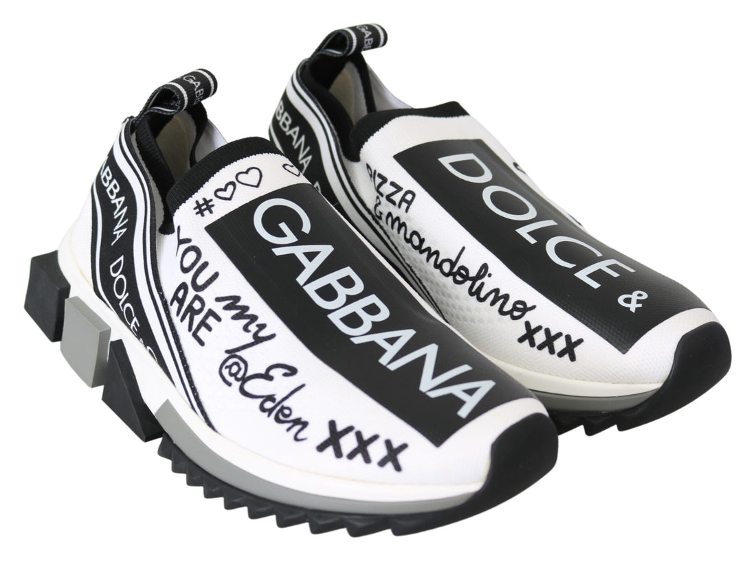 Dolce & Gabbana White Black Slip On Sorrento Sneakers