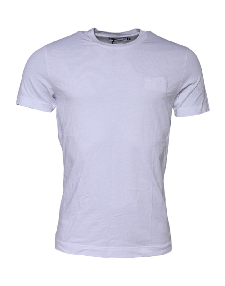 Wit Katoenen T-shirt met Logopatch en Ronde Hals