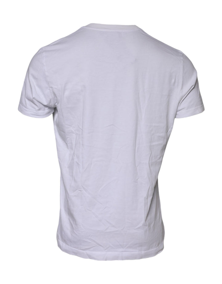 Wit Katoenen T-shirt met Logopatch en Ronde Hals