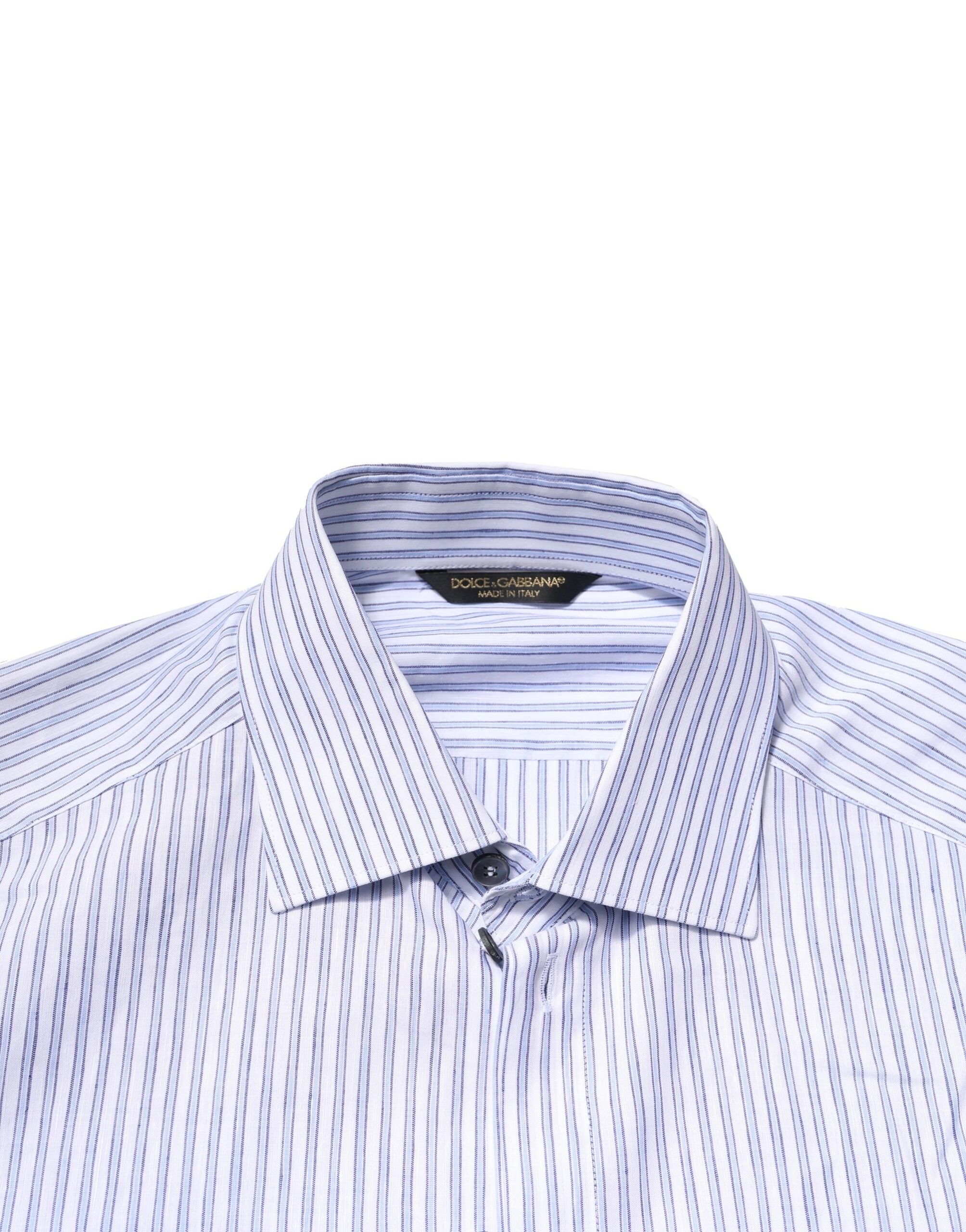 Wit Blauw Gestreepte Katoenen Jurk Formeel Overhemd