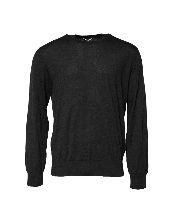 Grijze pullover met lange mouwen en ronde hals