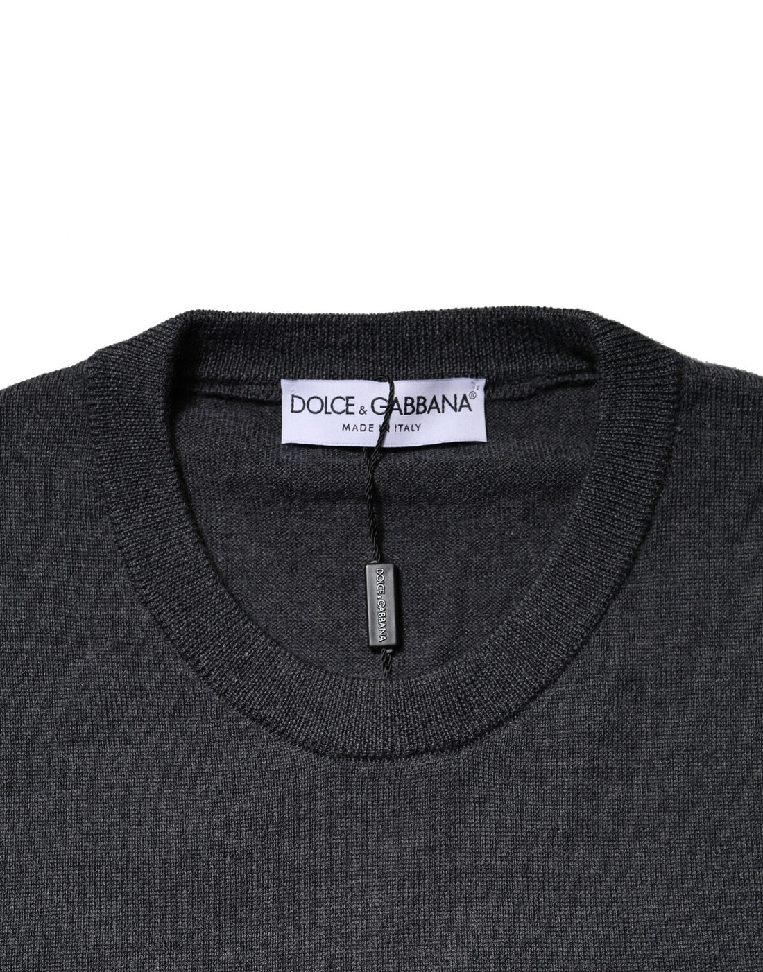Dolce & Gabbana Dark Gray Wool Crew Neck Sweatshirt Sweater