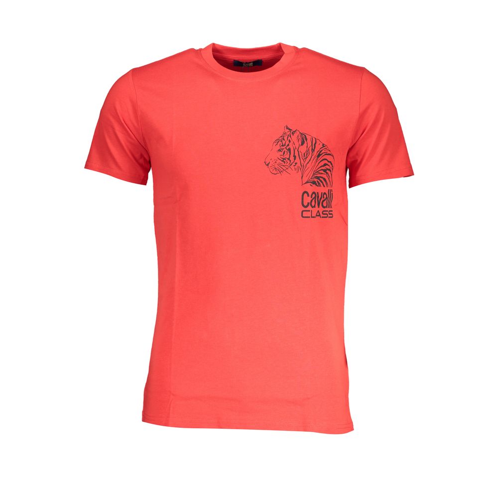 Cavalli Class Rosso Cotton Men T-Shirt