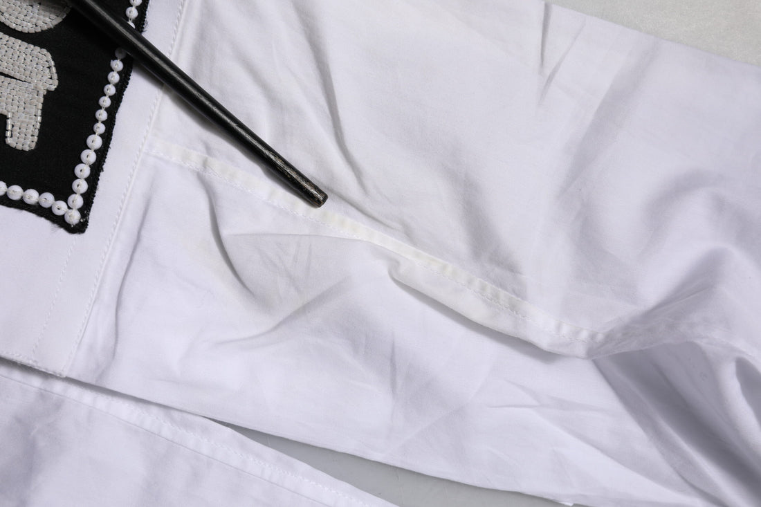 Witte Katoenen GOUDEN Formele Overhemd met Lange Mouwen