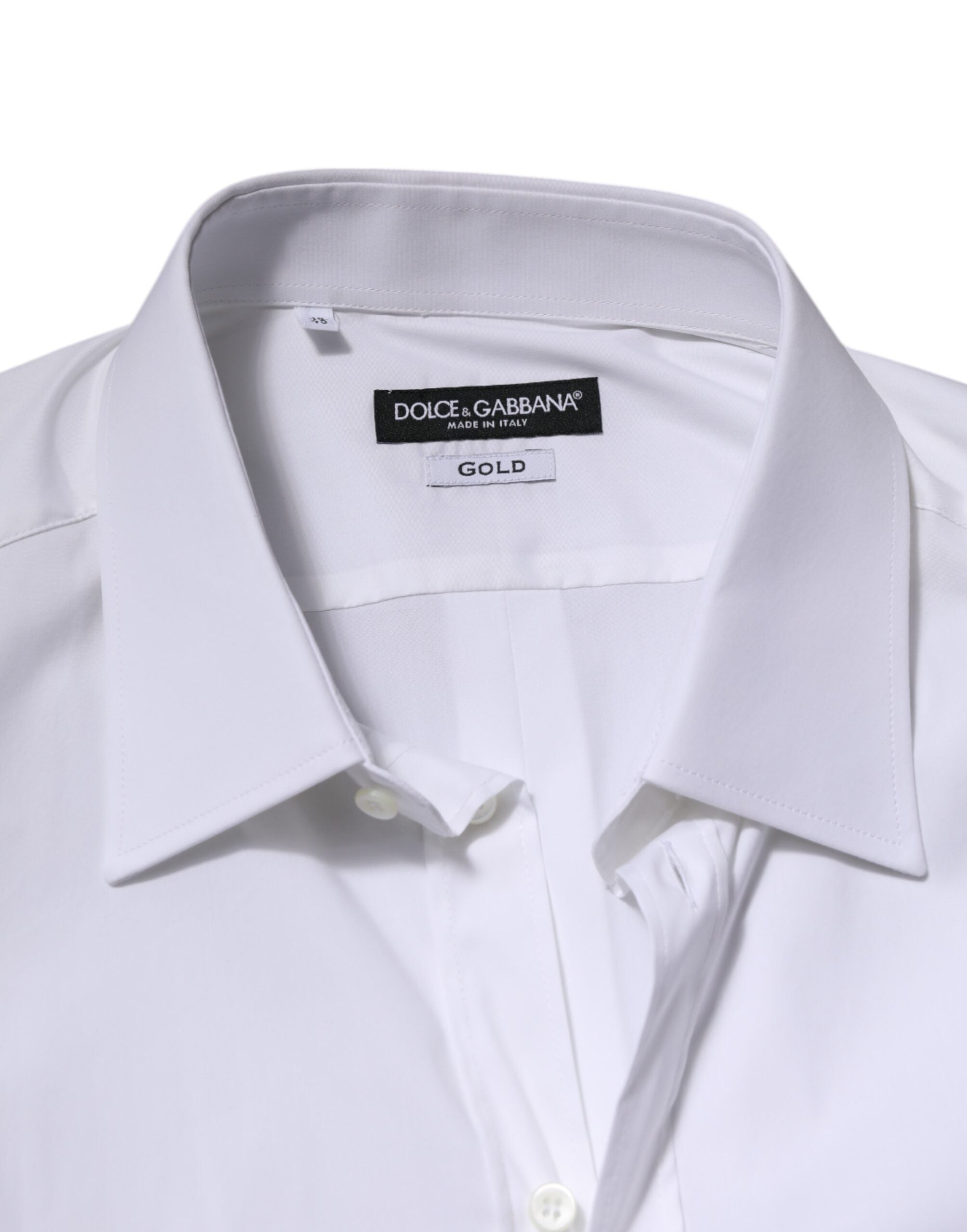Dolce & Gabbana White GOLD Long Sleeve Dress Men Formal Shirt