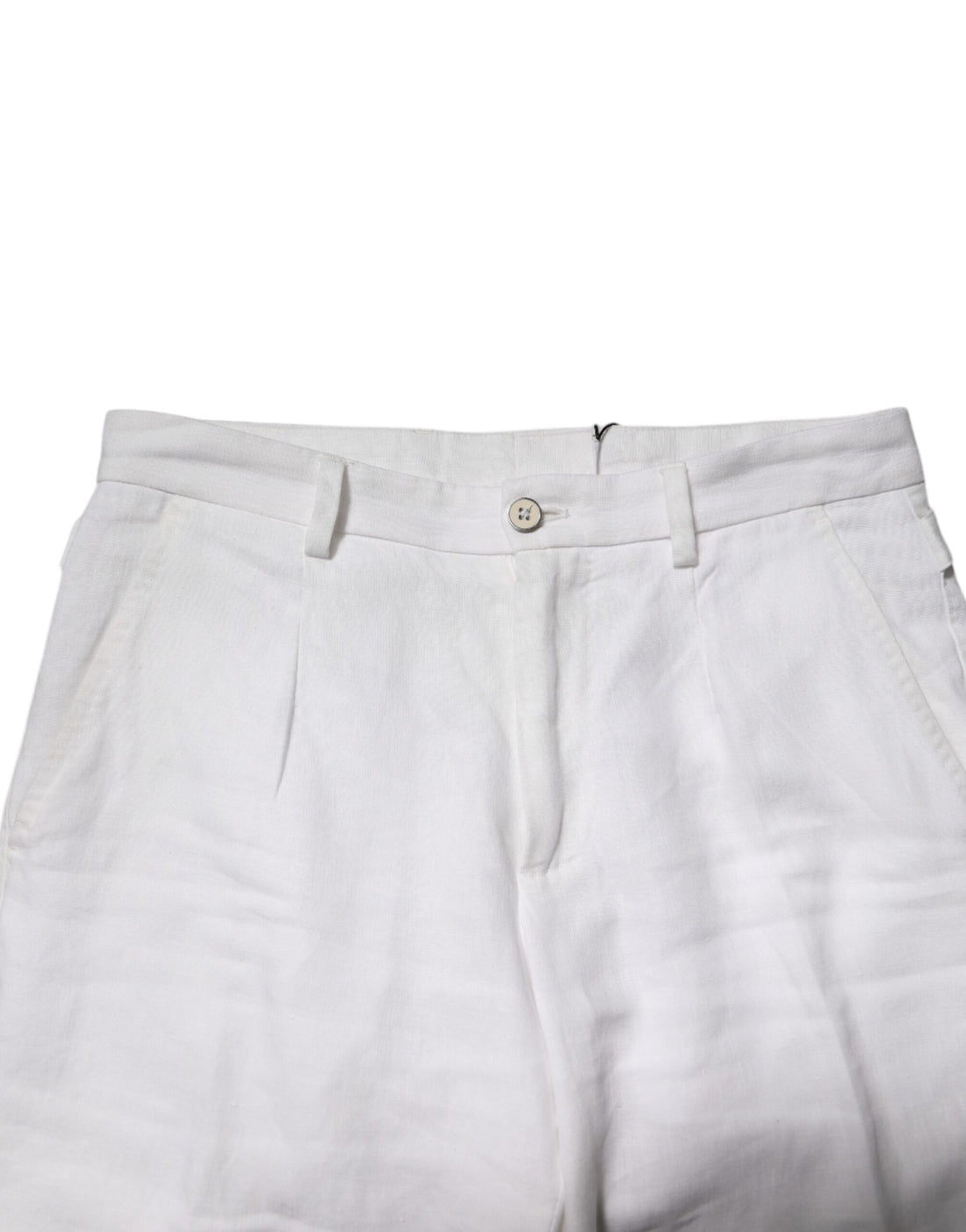 Witte linnen cropped broek met normale taille