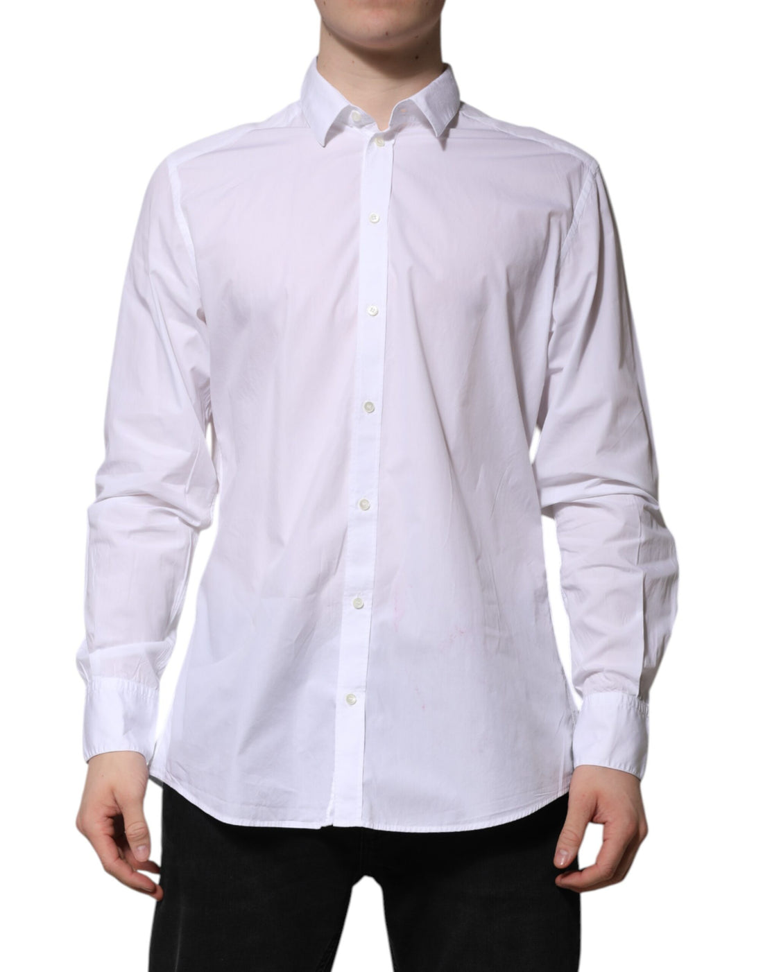 Dolce & Gabbana White Cotton Long Sleeves Dress Formal Shirt
