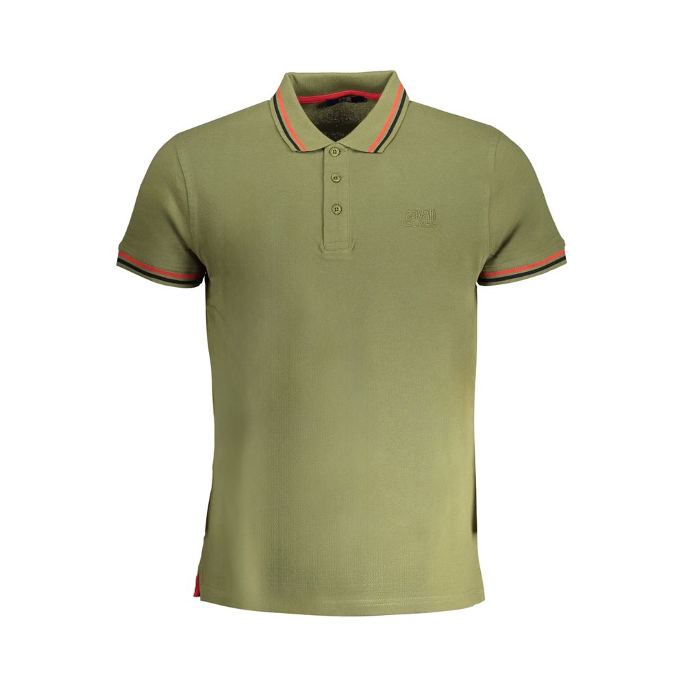 Cavalli Class Verde Cotton Men Polo Shirt