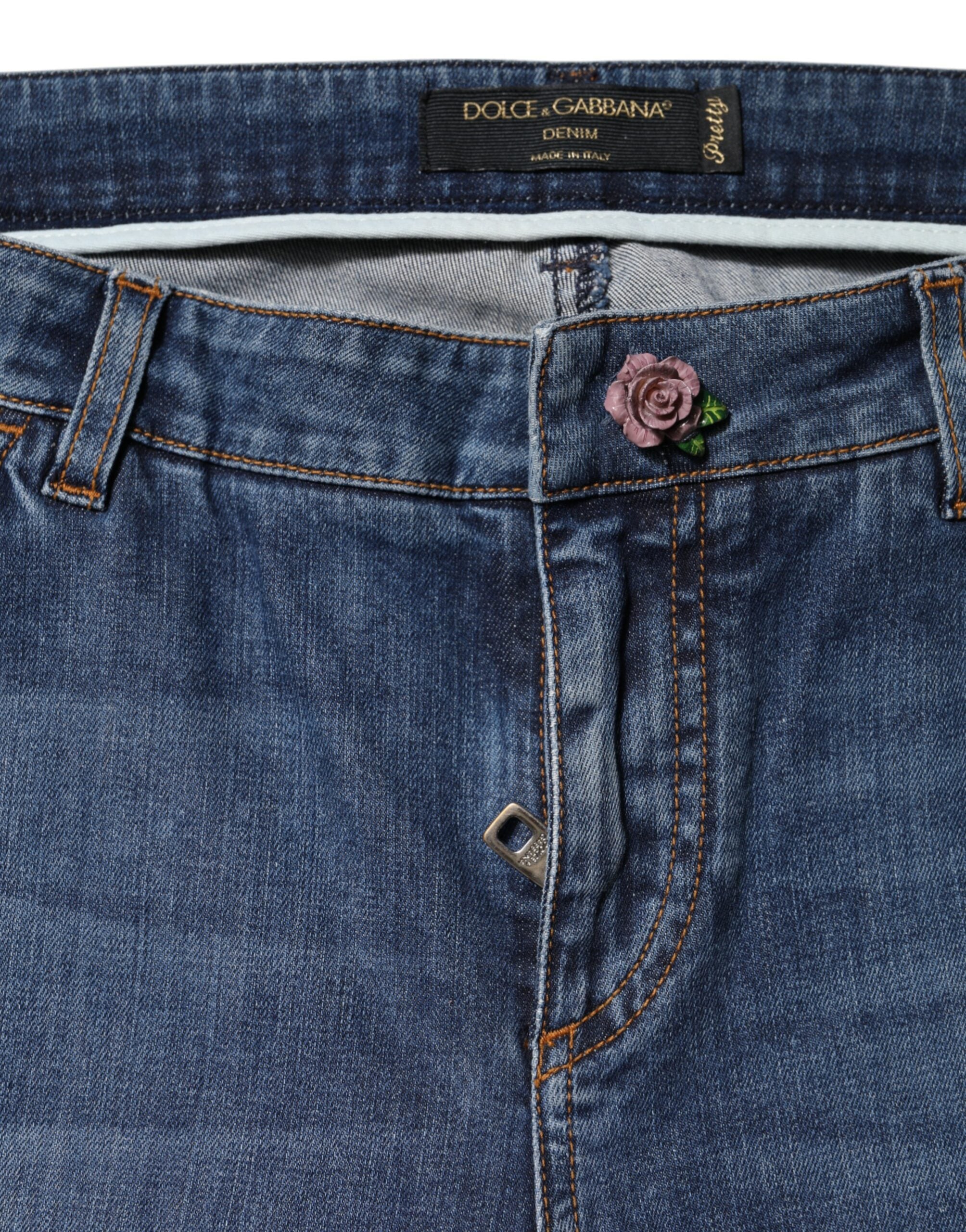 Dolce & Gabbana Blue Low Waist Cotton Skinny Denim Jeans