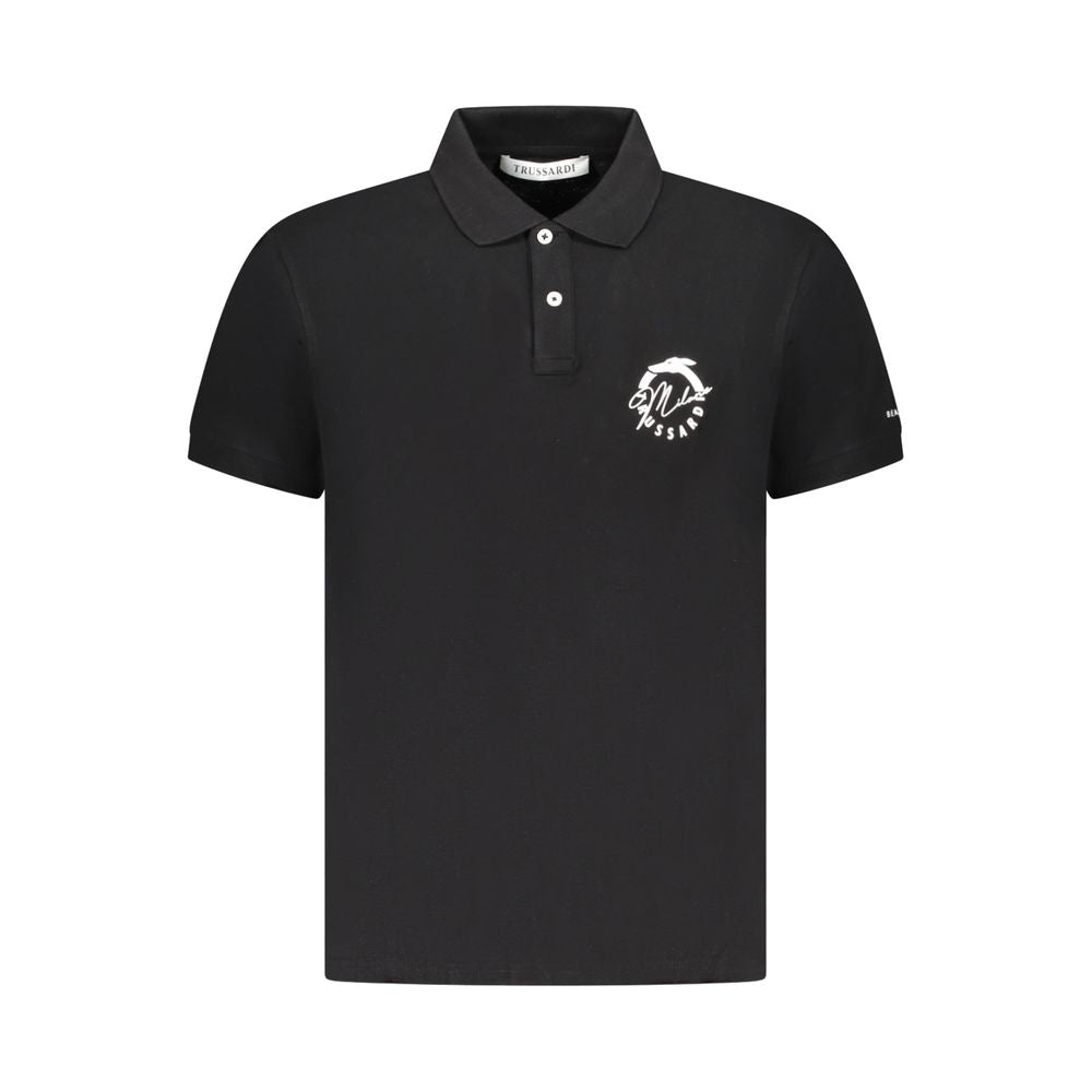 Trussardi Black Cotton Men Polo