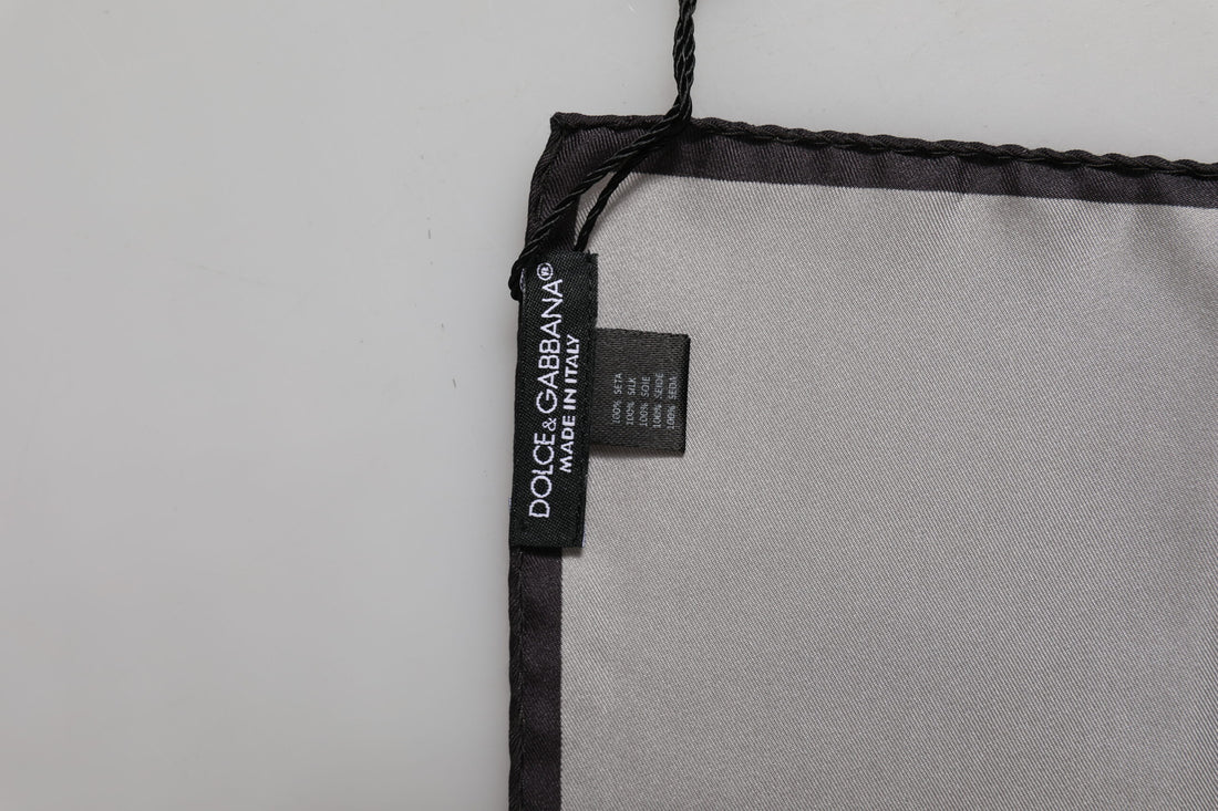 Dolce & Gabbana Gray DG Crown Silk Square Men Foulard Scarf