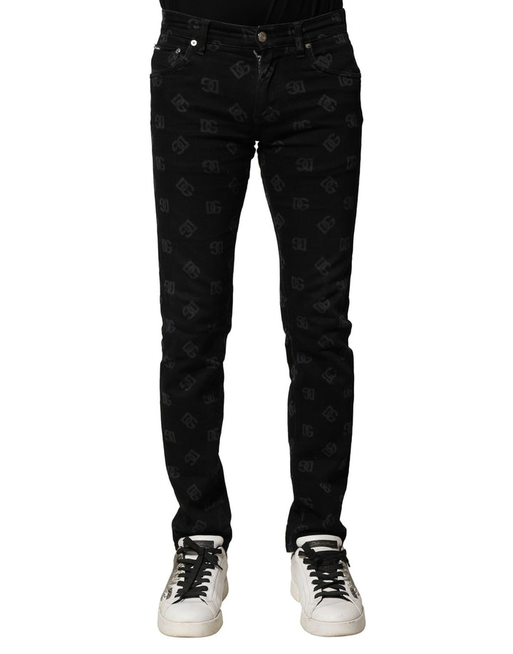 Zwarte Katoenen DG Logo Skinny Heren Denim Jeans