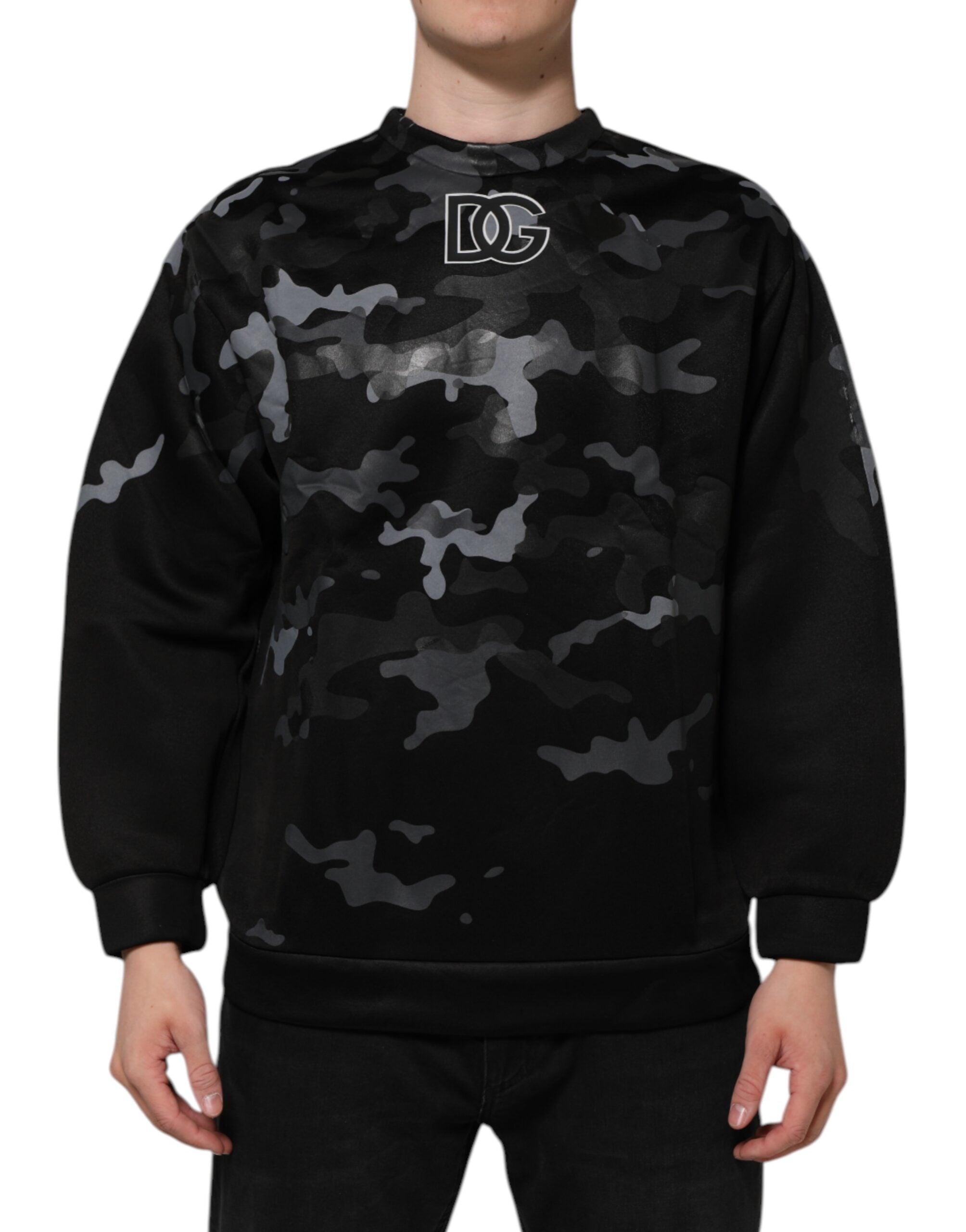 Zwart Camouflage Pullover Sweatshirt Trui
