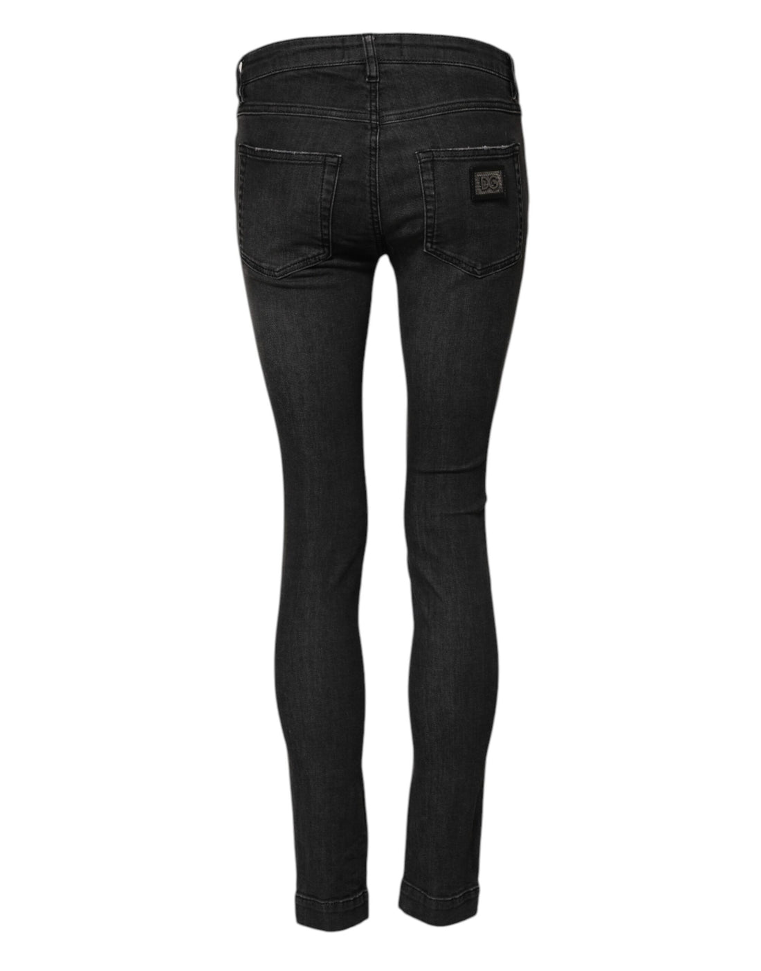 Zwarte Katoenen Low Waist Skinny Denim Jeans
