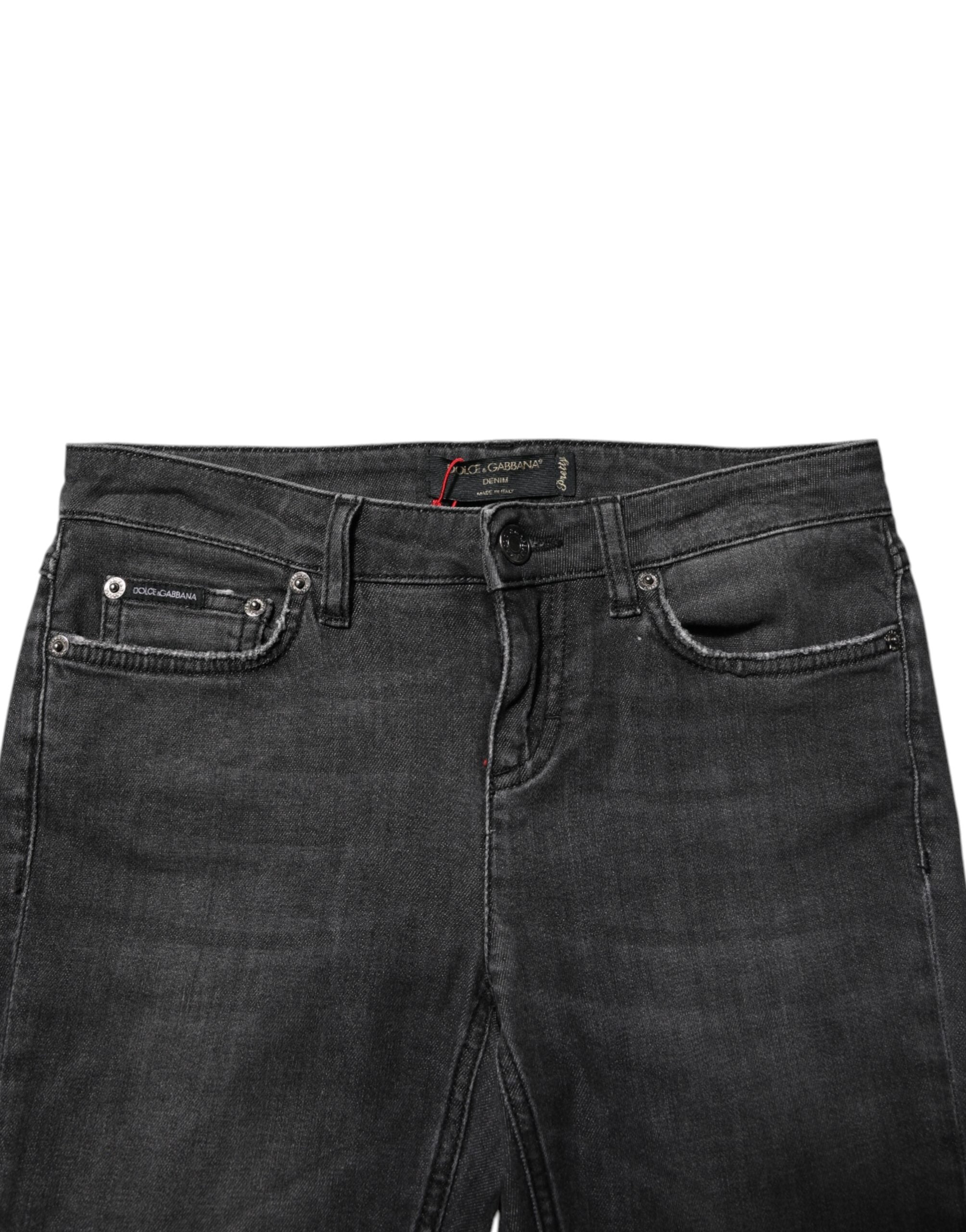 Zwarte Katoenen Low Waist Skinny Denim Jeans