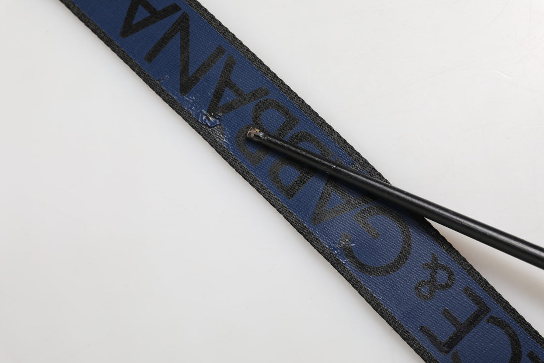Dolce & Gabbana Blue Black Polyester Metal Buckle Belt