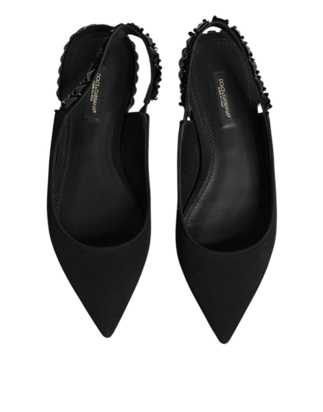 Zwarte Crystal Charmeuse Slingback Schoenen