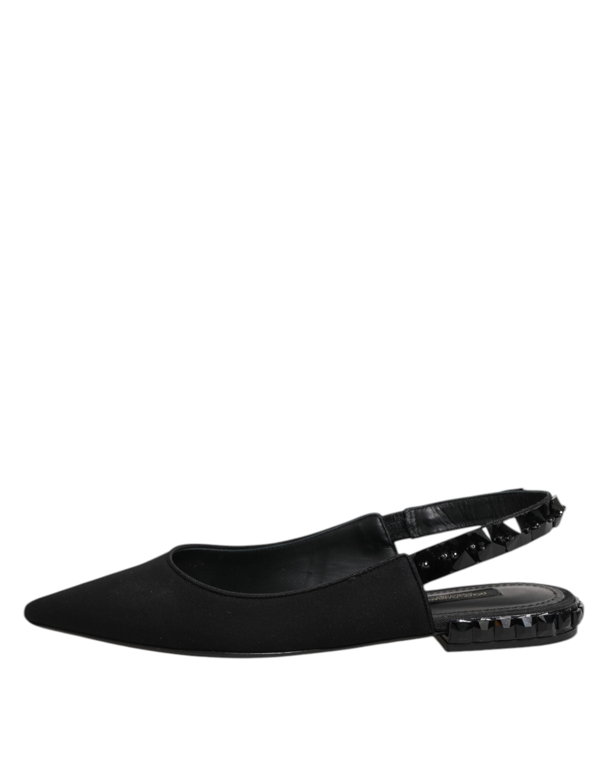 Zwarte Crystal Charmeuse Slingback Schoenen