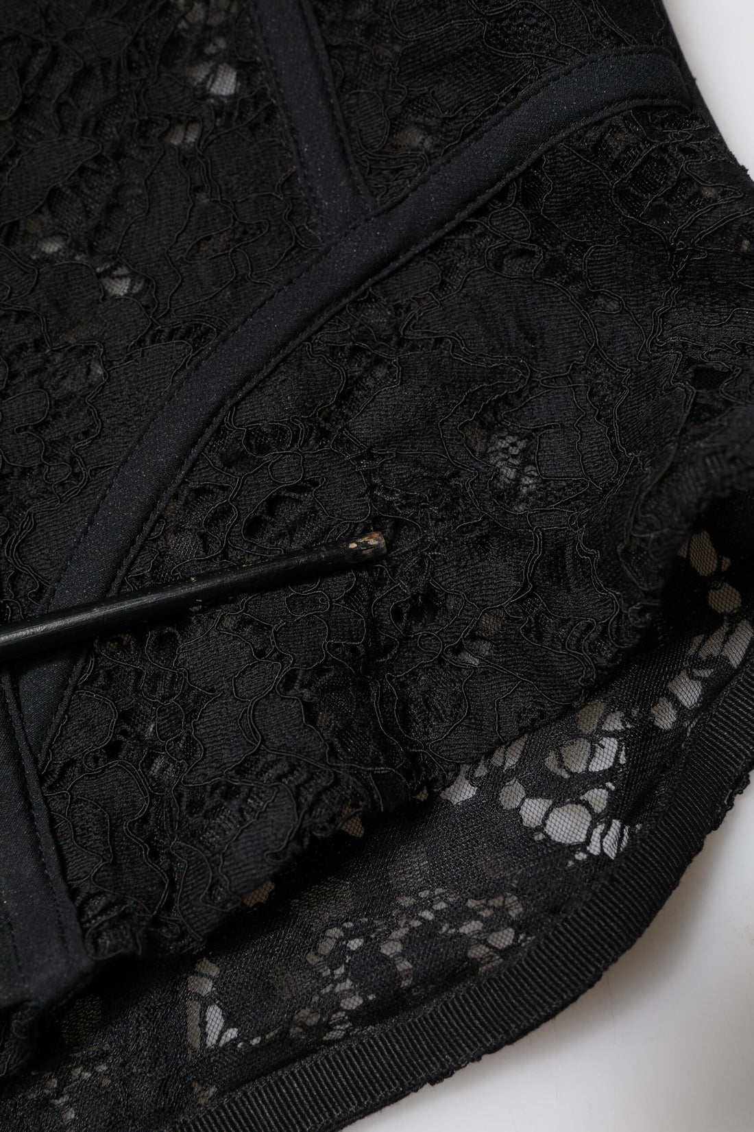 Dolce & Gabbana Black Strapless Floral Lace Bustier Cropped Top