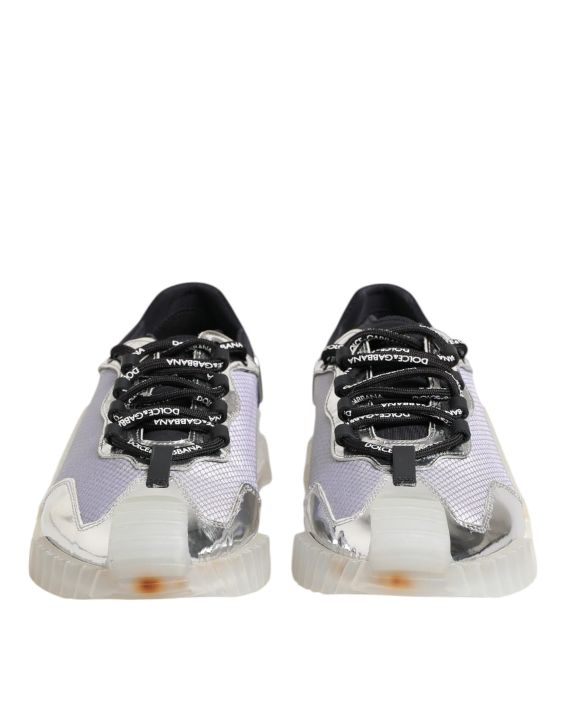 Dolce & Gabbana Silver Black Nylon NS1 Low Top Sneakers Shoes