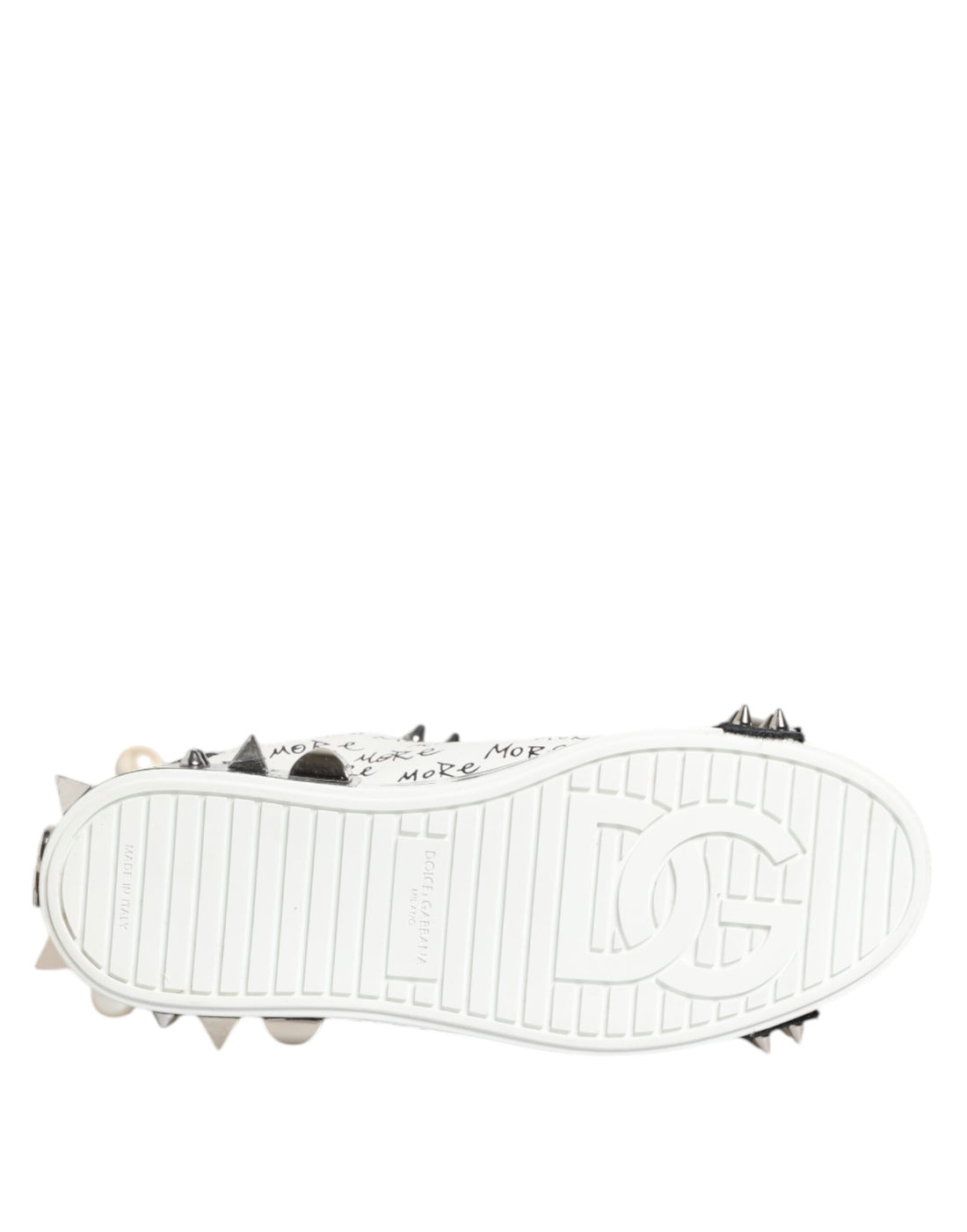 Dolce & Gabbana Black White Studded Low Top Sneakers Shoes