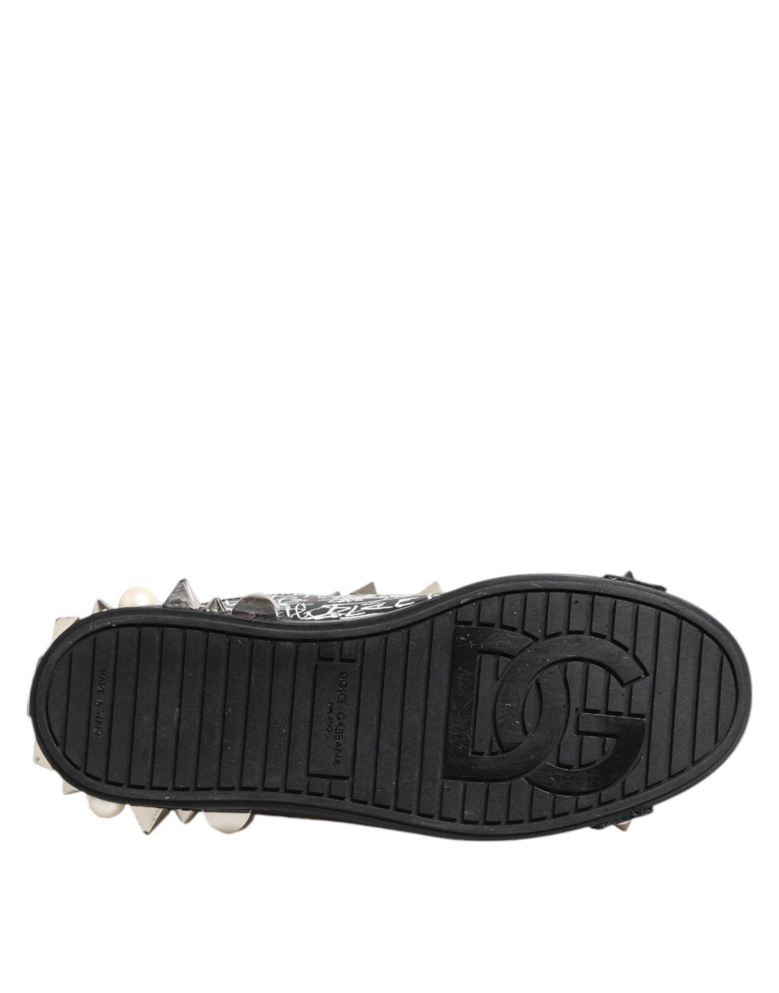 Dolce & Gabbana Black Portofino Stud Embellished Sneakers Shoes