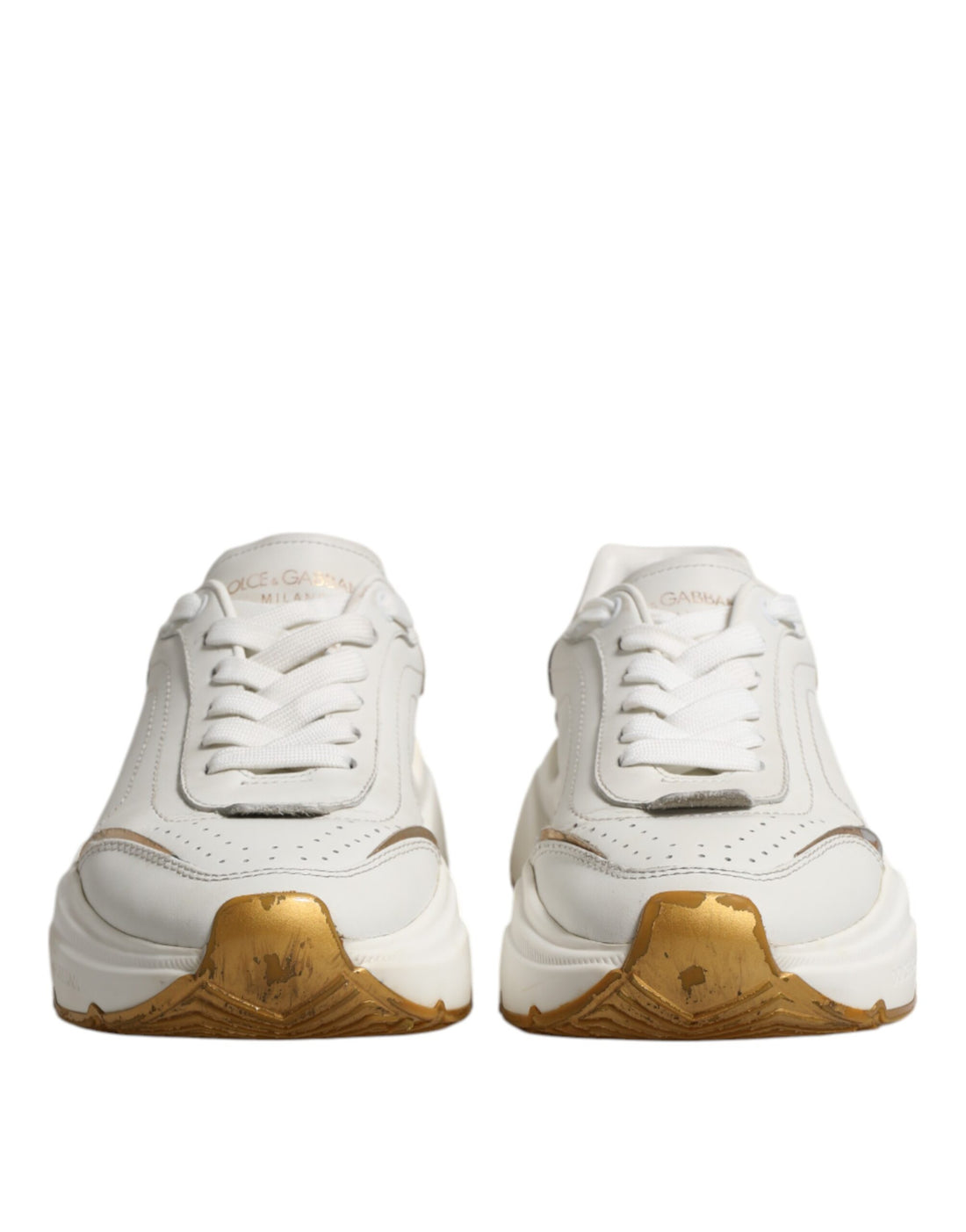Dolce & Gabbana White Gold Daymaster Low Top Sneakers Shoes