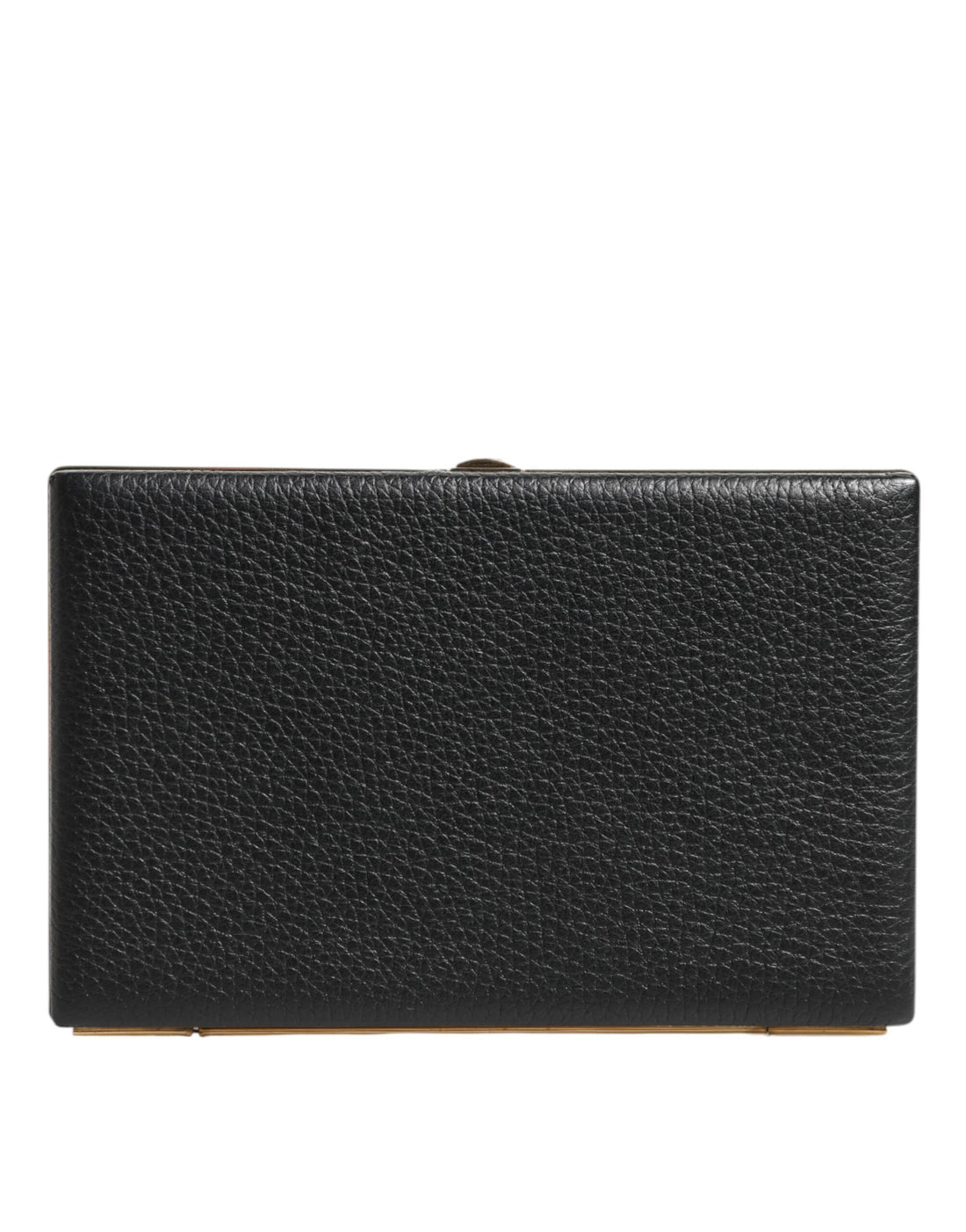 Dolce & Gabbana Black Leather Gold Frame Clutch Evening Party Purse Bag